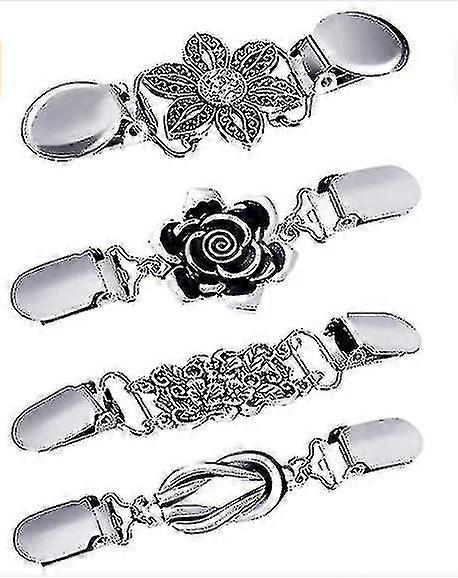 4 قطع ريترو سترة شال كليب أنثى قميص رسمي بروش كليب R