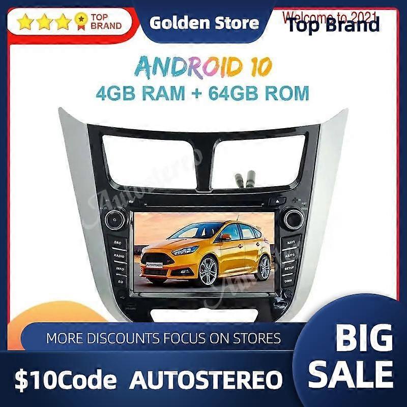 Android 12 4GB+64GB Car GPS Navigation Radio For Hyundai Verna 2011-2017 Auto Stereo Multimedia Radio Recorder Head Unit ISP
