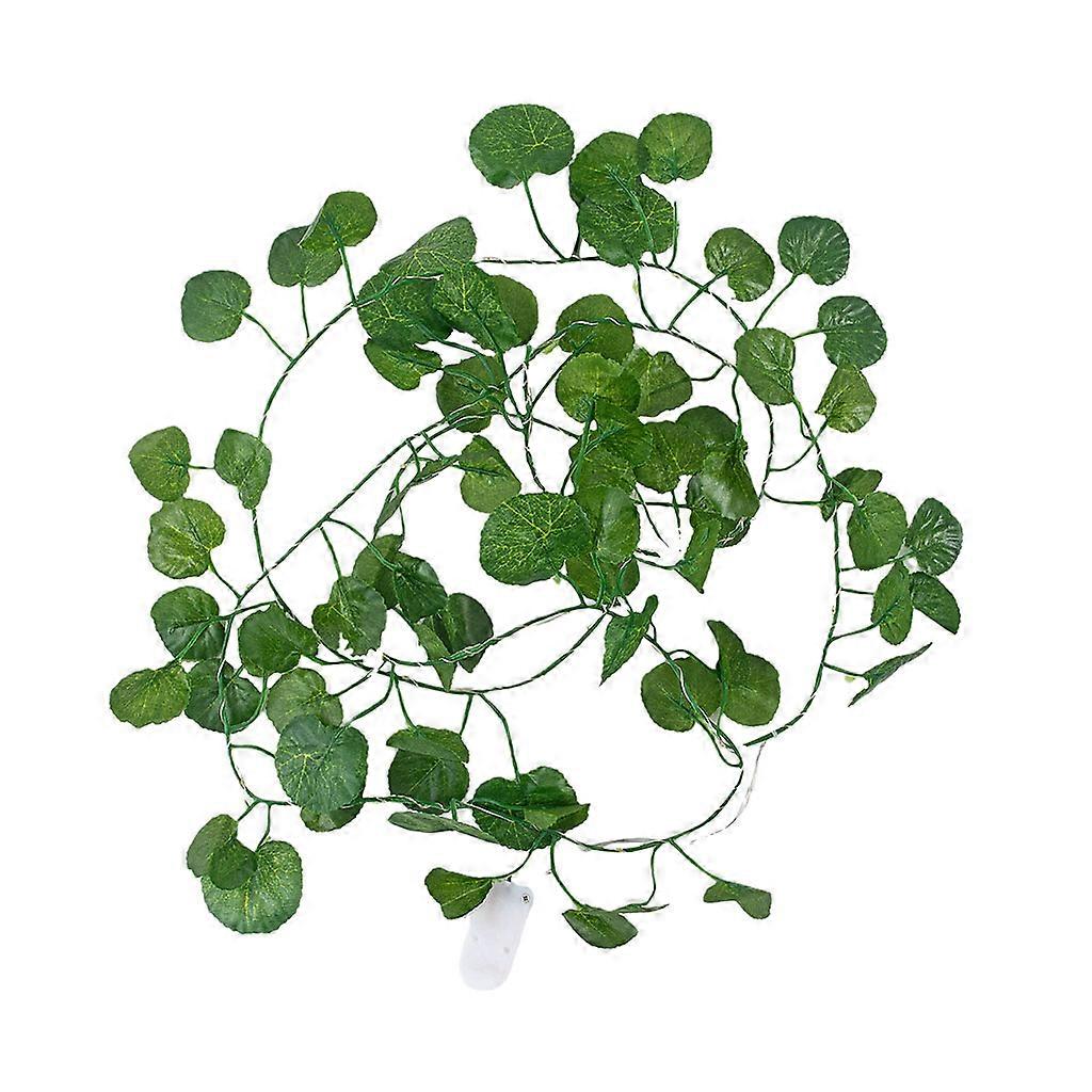 25LED 7.2ft Artificial Rattan Begonia Leaf Vine Copper Wire String Lights Decor