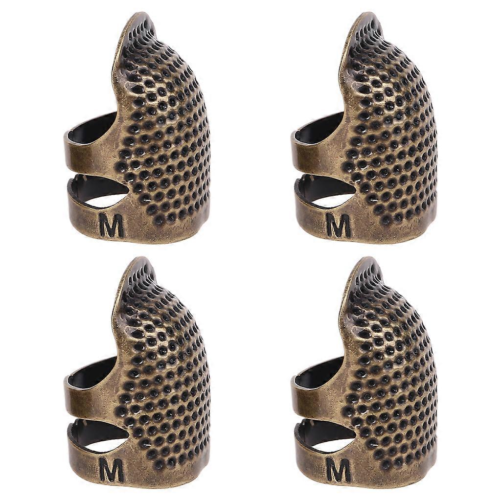  4pcs Sewing Thimble Adjustable Finger Protector Metal Shield Pin Needle DIY Tool