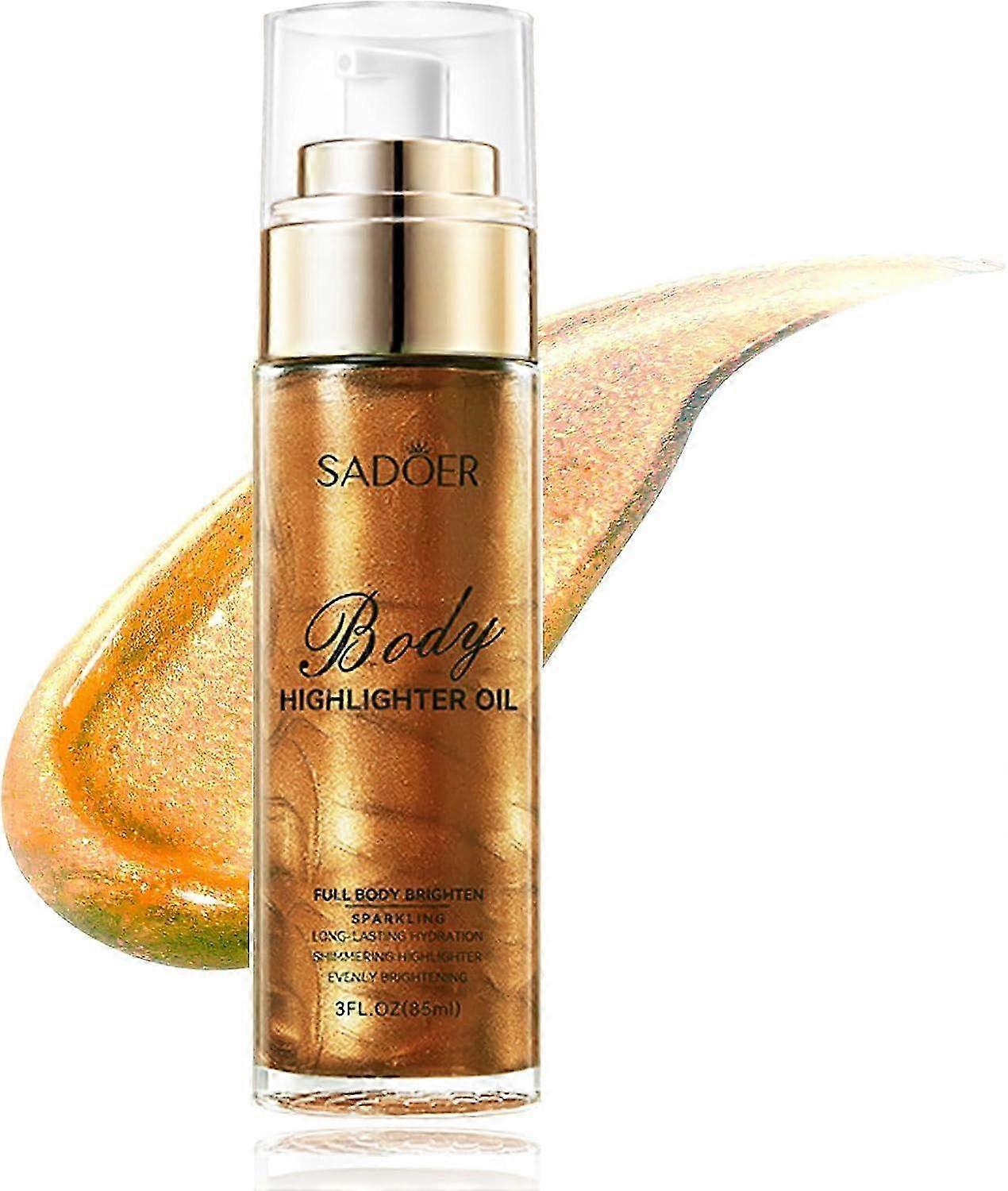 Shimmer Face And Body Oil,Silky Glow Body Glitter Cream Liquid Highlighter Makeup,Non-Sticky Luminated Liquid Bronzer Body Glow Lotion