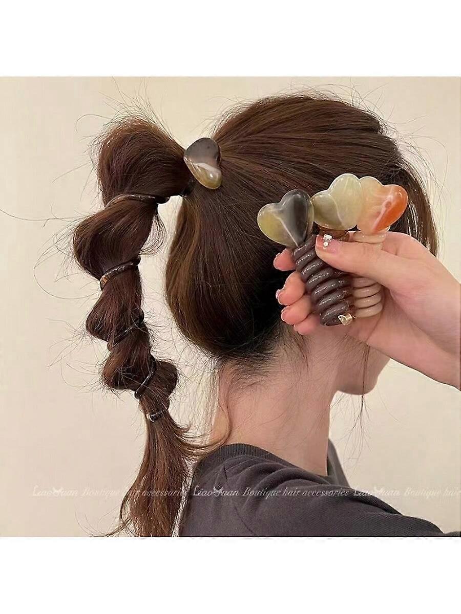 1 قطعة عشوائية بسيطة يابانية فقاعة جديلة ربطة عنق للنساء 2024 جديد عالي الجودة على شكل قلب سلك الهاتف الشعر الدائري ذيل الحصان أداة تجديل عيد الحب