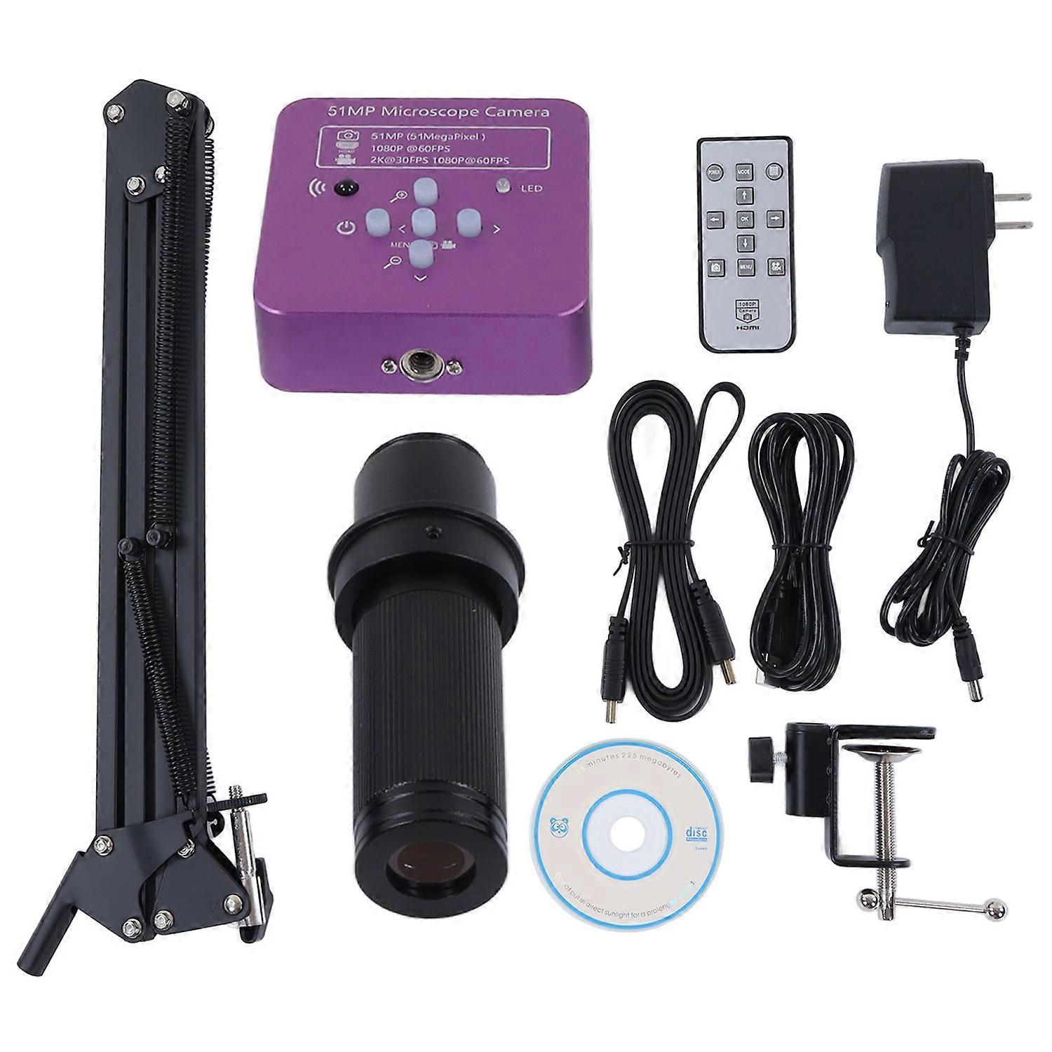 51MP Microscope Camera High Definition Large Viewing Industrial Camera with 150X Lens Adjustable Bra