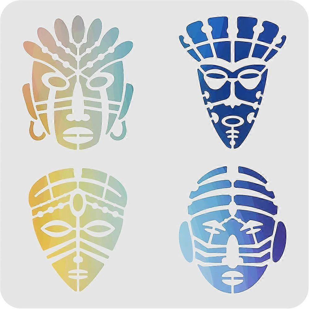 1pc Plastic Reusable Drawing Painting Stencils Templates for Painting on Scrapbook Paper Wall Fabric Floor Furniture Wood Square Face Pattern 300x300m