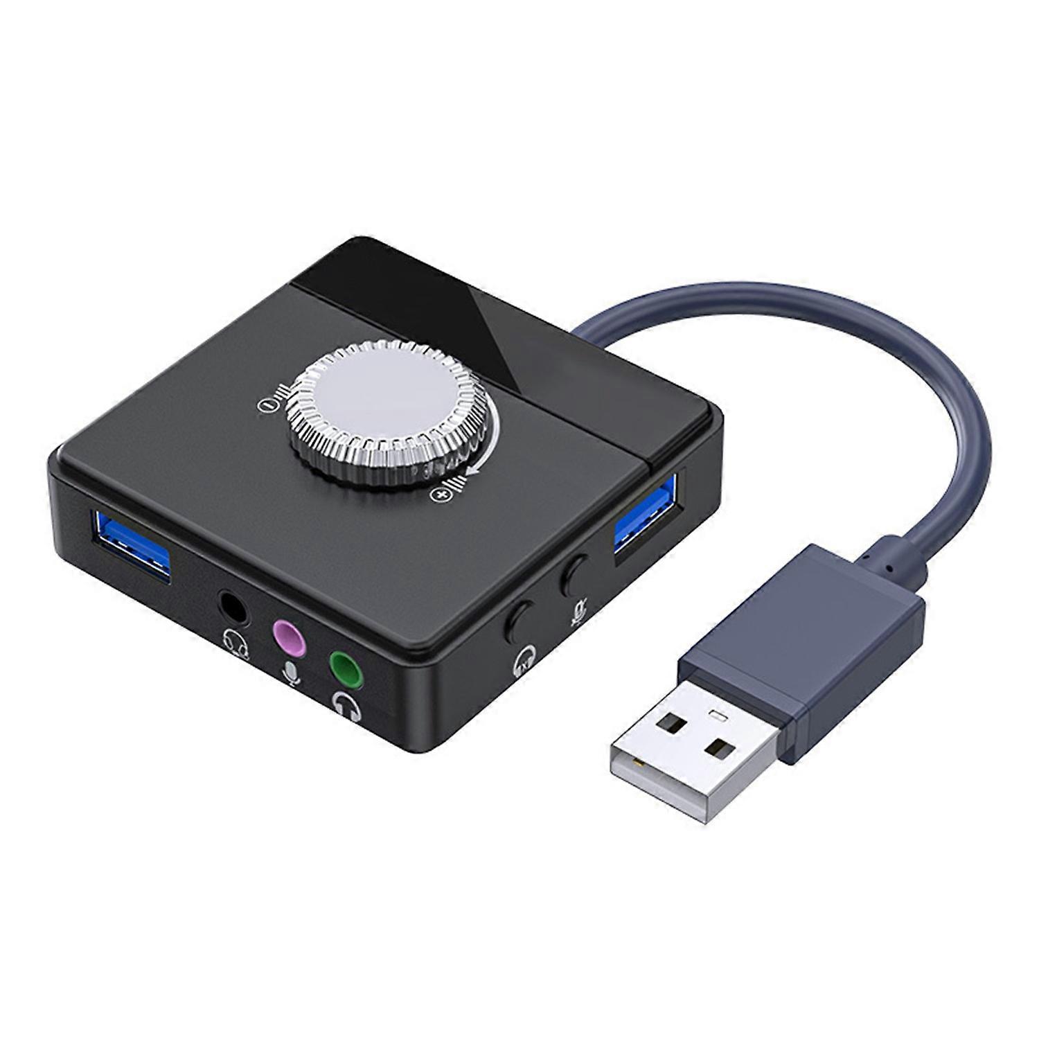 USB Sound Card Plug and Play External USB Sound Adapter with 3.5mm USB Interface Volume Control for 