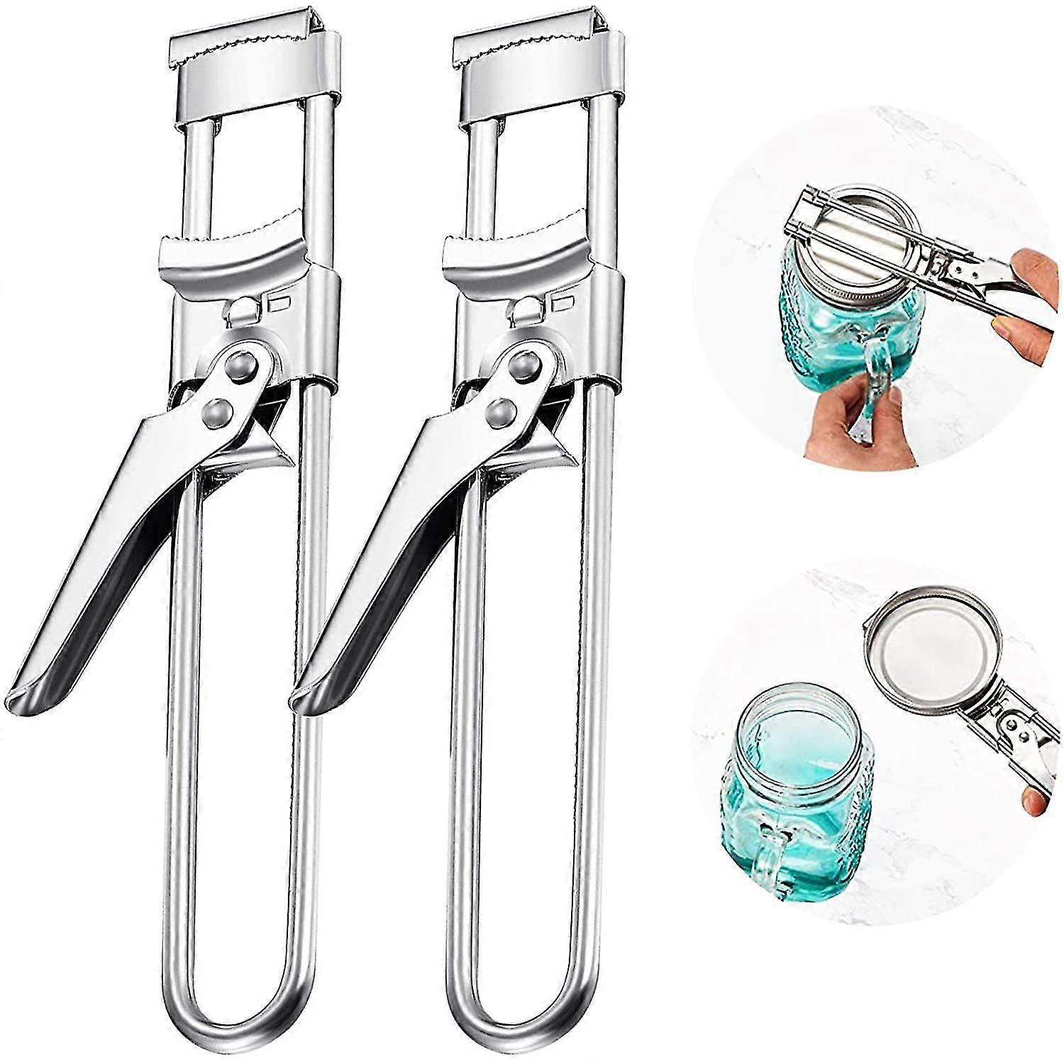 2pcs Master er Adjustable Jar Bottle er, Adjustable Multifunctional Stainless Steel Can er Jar Lid Gripper, Manual Jar er For Senior