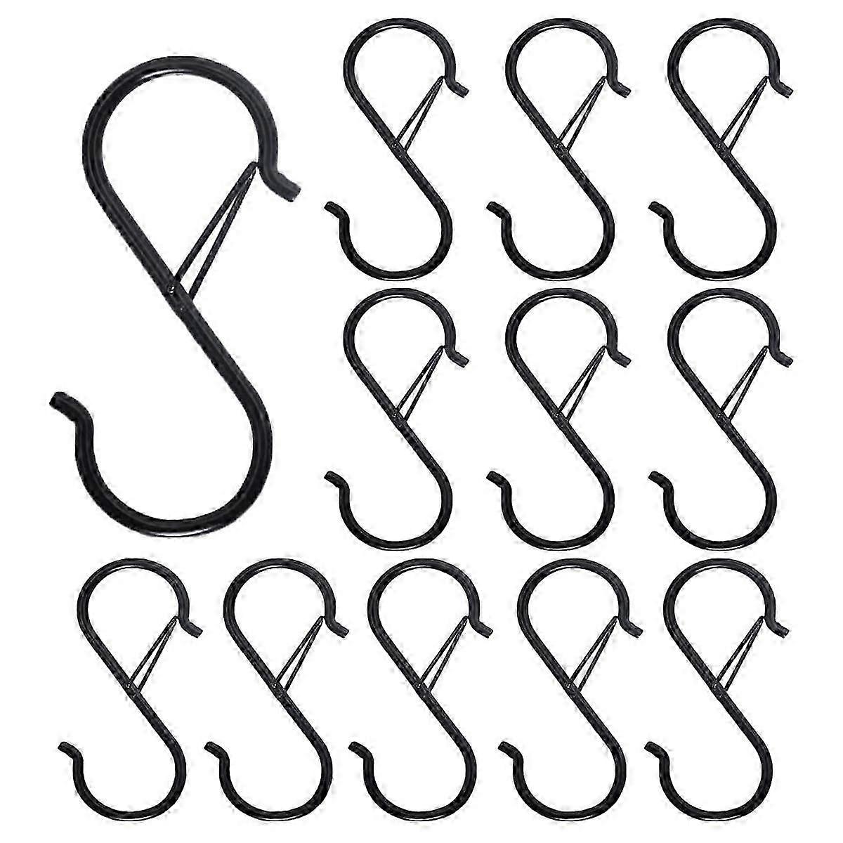 12PCS S Hooks suitable for Hanging - S Shaped Hooks suitable for Kitchen Utensil and Closet Rod - Black S Hooks suitable for H