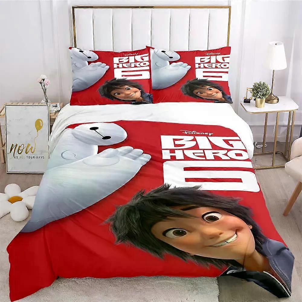 x2238 LençóisBig Hero Padrão Colcha Capa Com Fronhas Microfibra Digital Impresso Conjunto de Cama Twin Conjunto de Cama Completo de 3 Peças (1 Capa de Edredom 