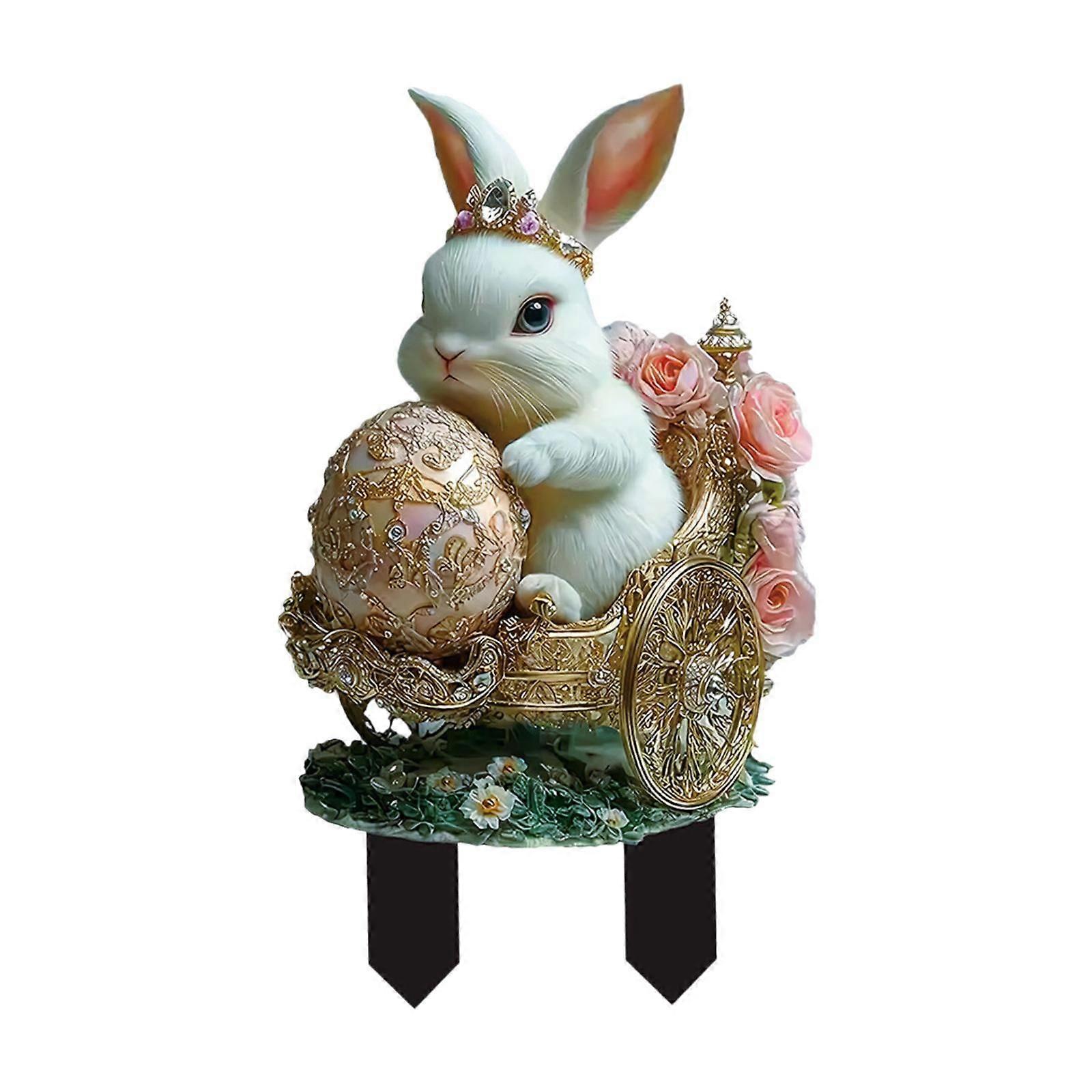 Easter Garden Stake Patio Stake Easter Bunny Stake for Backyard Fence Spring