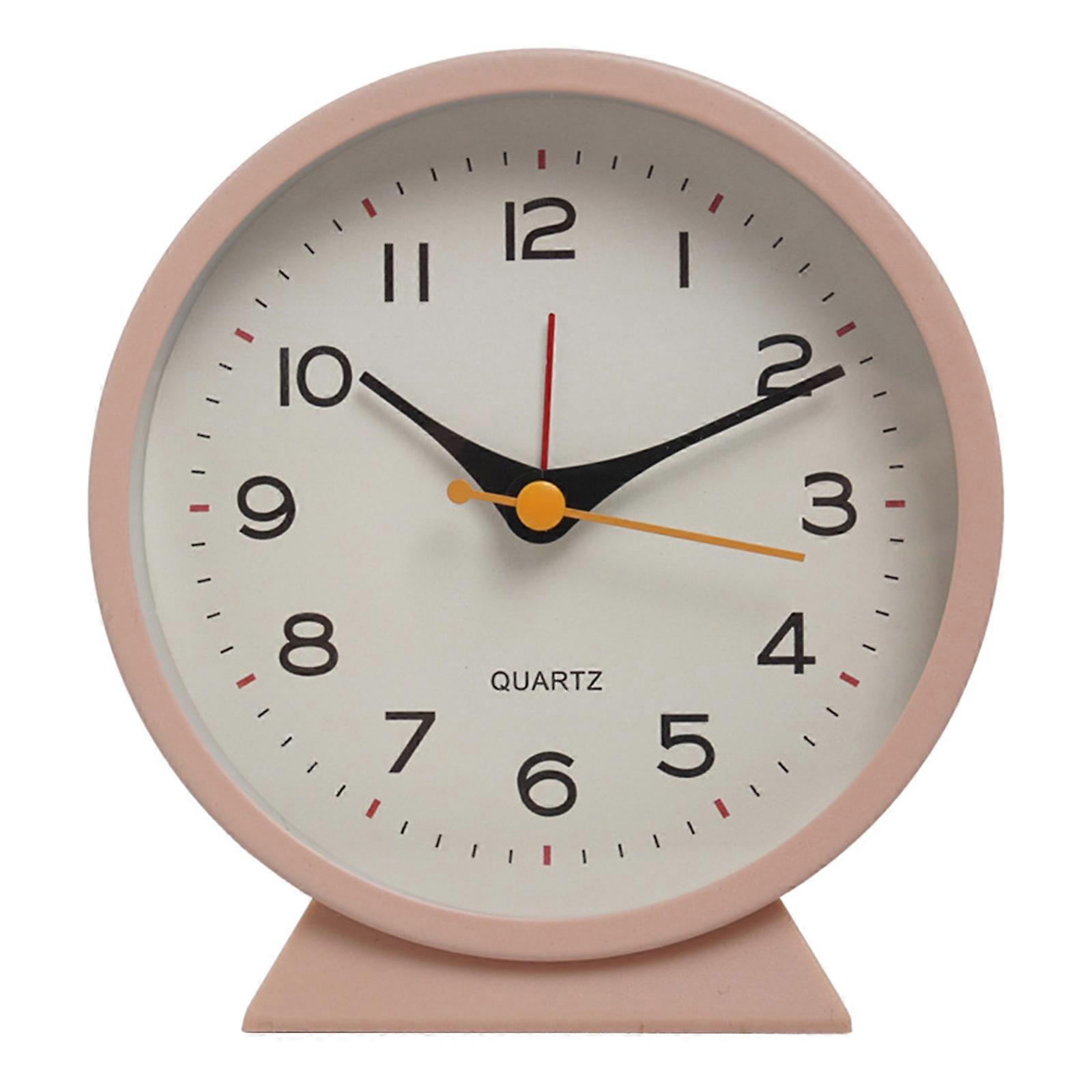 Creative Metal Material Small Alarm Clock Rural Small FreshsDesktop Mini Alarm Clock Event Holiday Small Gift Desk Decor  Pink