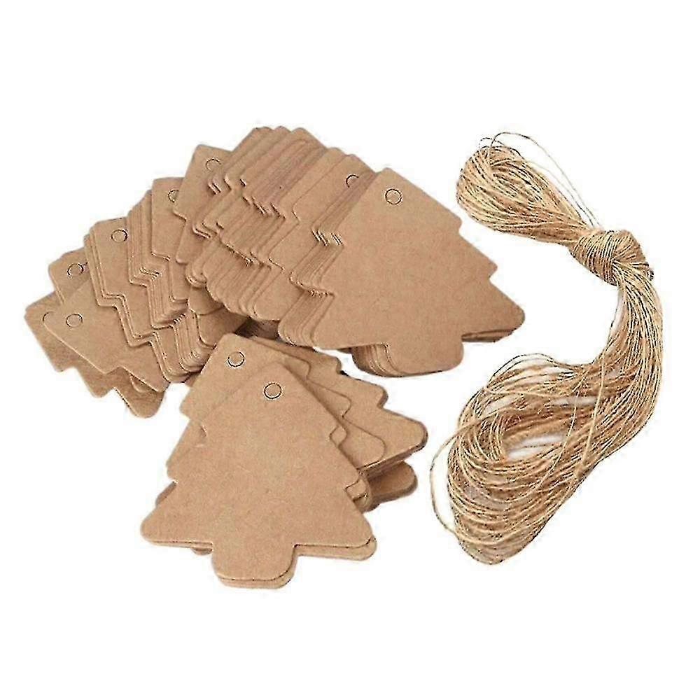100 kpl joulukuusi Tunnisteet Voimapaperi Riippuva koriste Lahjalaput Pakettitunnisteet Matkatavaratarra String Riipus Tarra VCP
