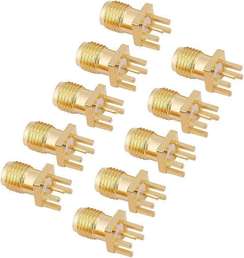 10 Pcs SMA Female Base Socket Jack PCB Mount Adapter 50 Ohm RF Connectors Brass