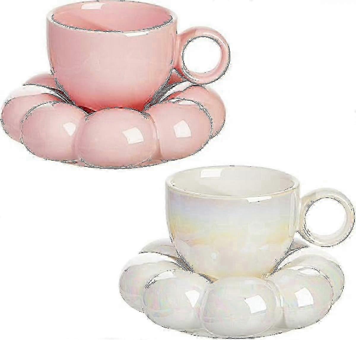 2 قطعة السيراميك سحابة القدح كوب لطيف مع عباد الشمس كوستر 7oz لطيف السيراميك القهوة القدح مع الصحن مجموعة لمكتب القهوة المنزلية