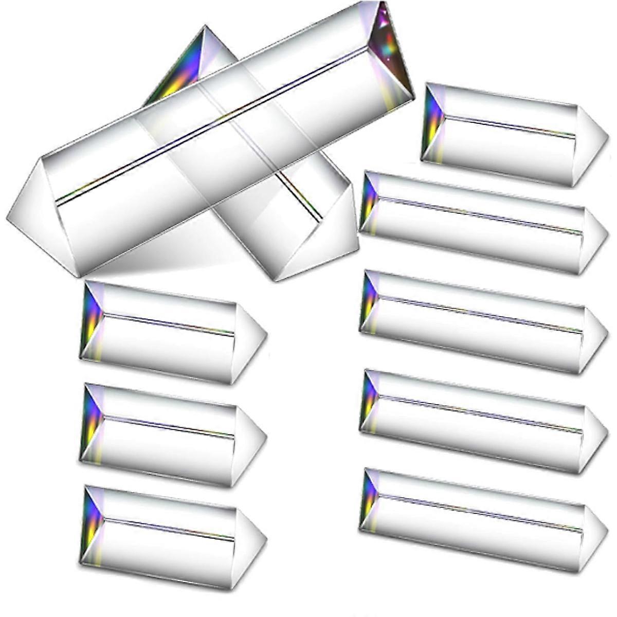 10 Pack Clear Triangular Prisms Optical Glass Prisms Crystal, Light Spectrum Physics for Science Te