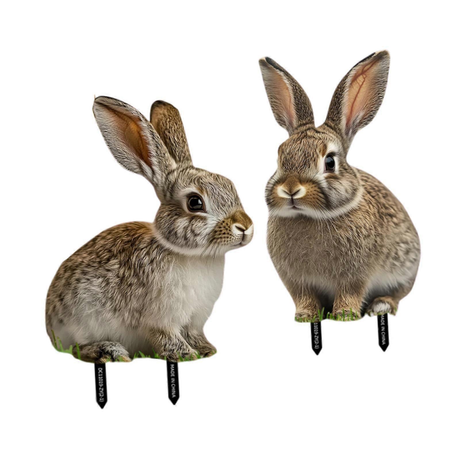 2Pcs Easter Garden Rabbit Stakes 2D Easter Decor for Pathway Walkway Outdoor