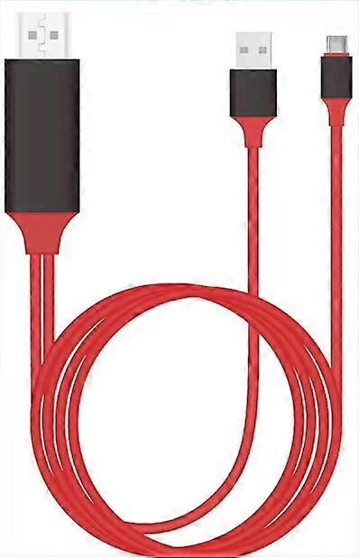 2m Type-C+USB to HDMI Video Transmission Adapter Cable for Projector Monitor HDTV-Red