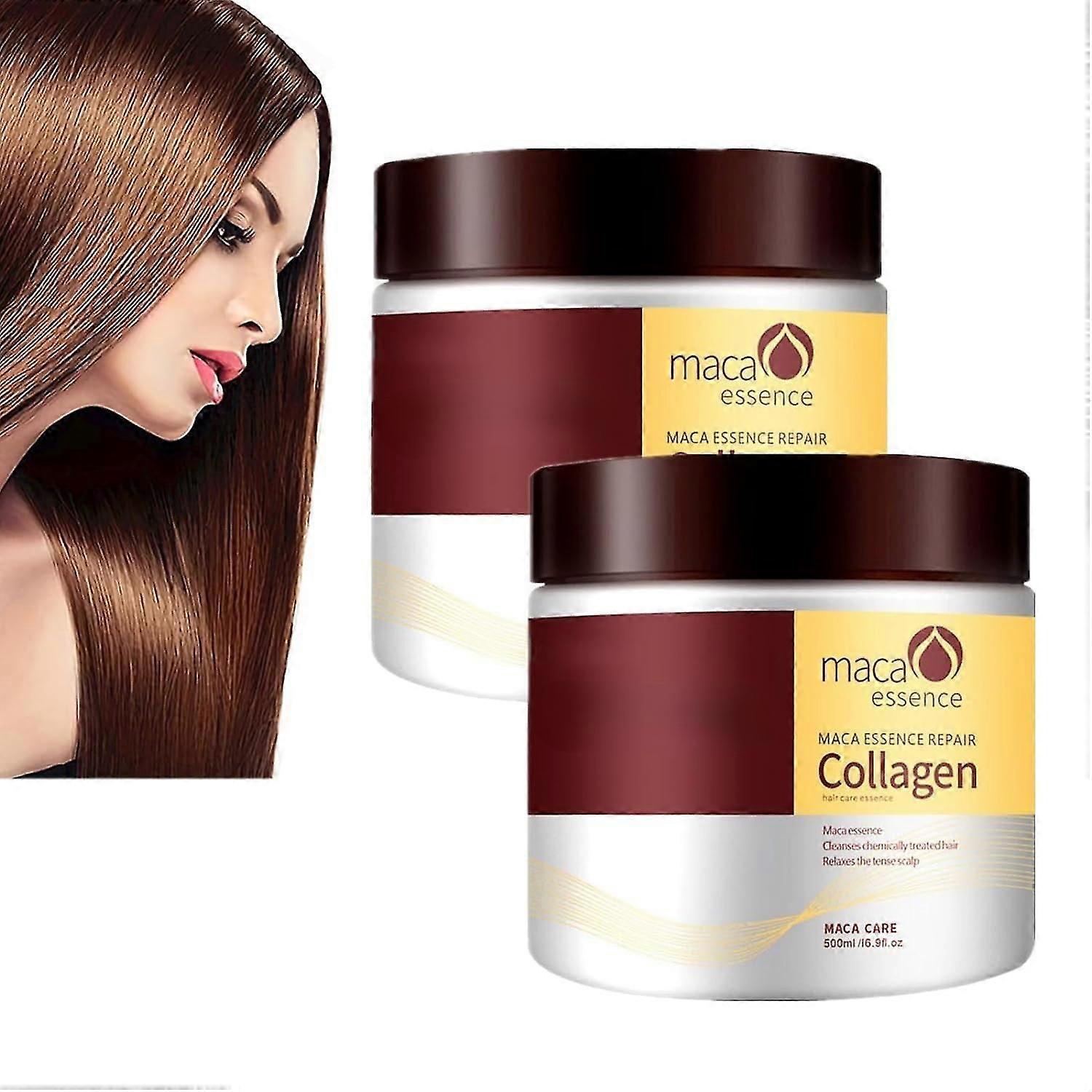 2x Masque Capillaire Au Collagène, Traitement Capillaire Au Collagène Réparation En Profondeur Revitalisant Huile D’argan Collagène Masque Capillaire Essence Pour Cheveux Secs Endommagés