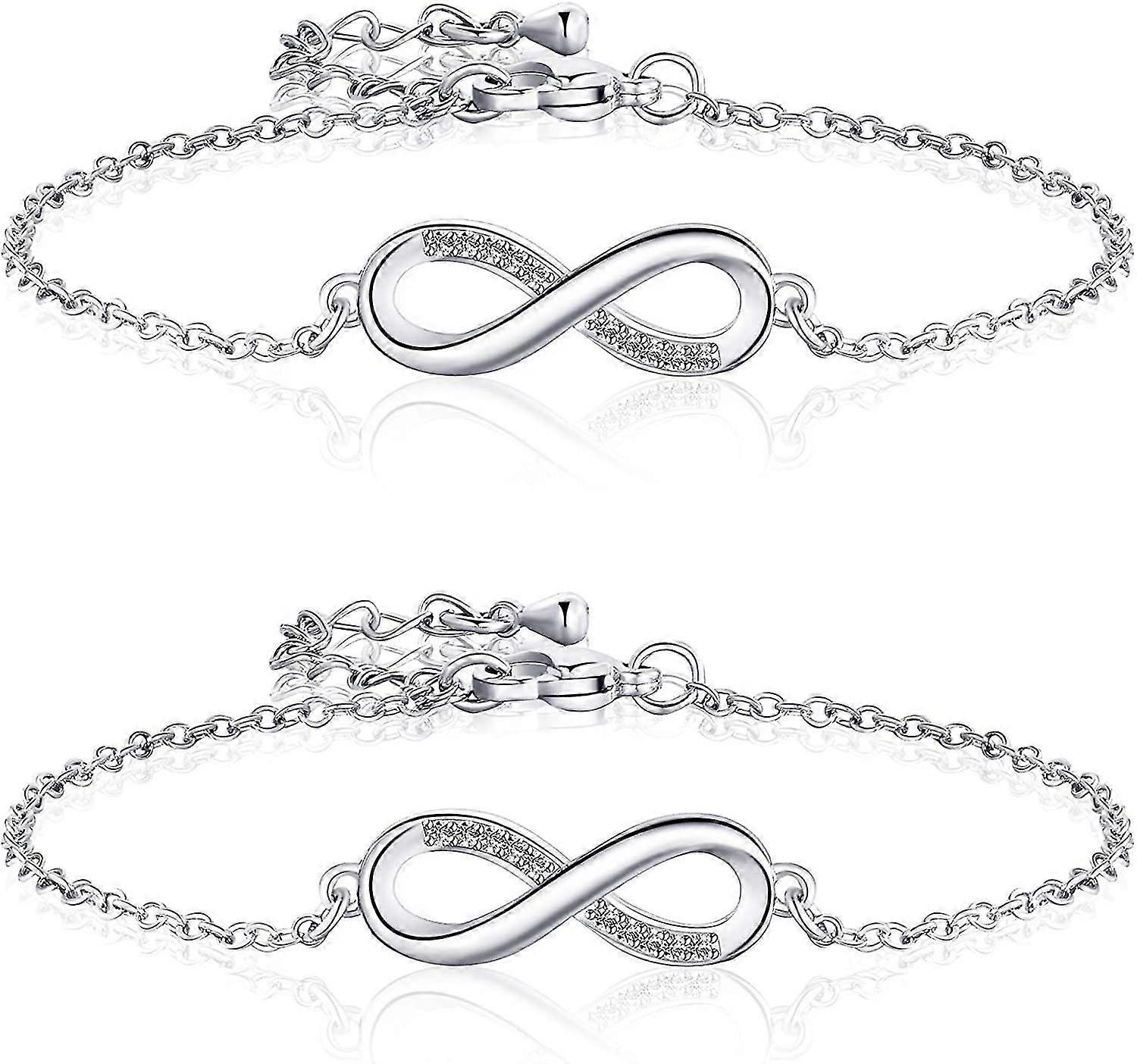 女性の女の子のための2つの部分シルバーブレスレット調整可能な友情のブレスレット