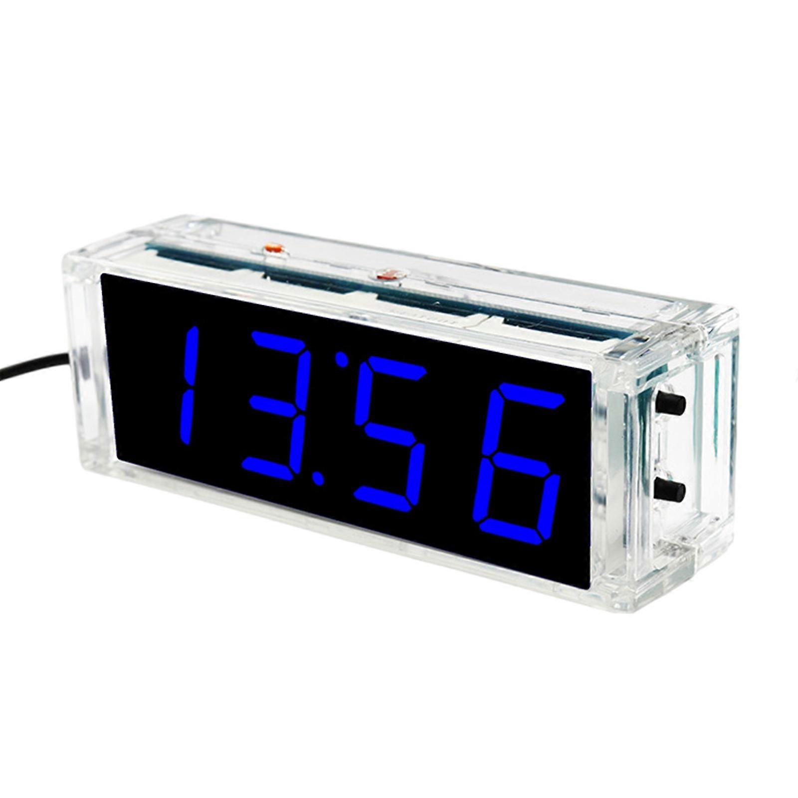 Digital LED Electronic Alarm Clock DIY Set Soldering Practice Learning Project DS1302 DIY Electronics Set  Blue