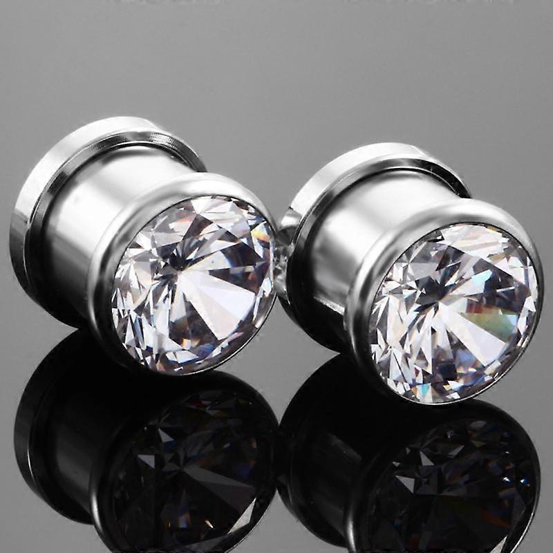 Body Jewelly Gauge Steel Ear Plug Tunnel Ear Expander Crystal Unisex Screw Shining 2PCS Handmade