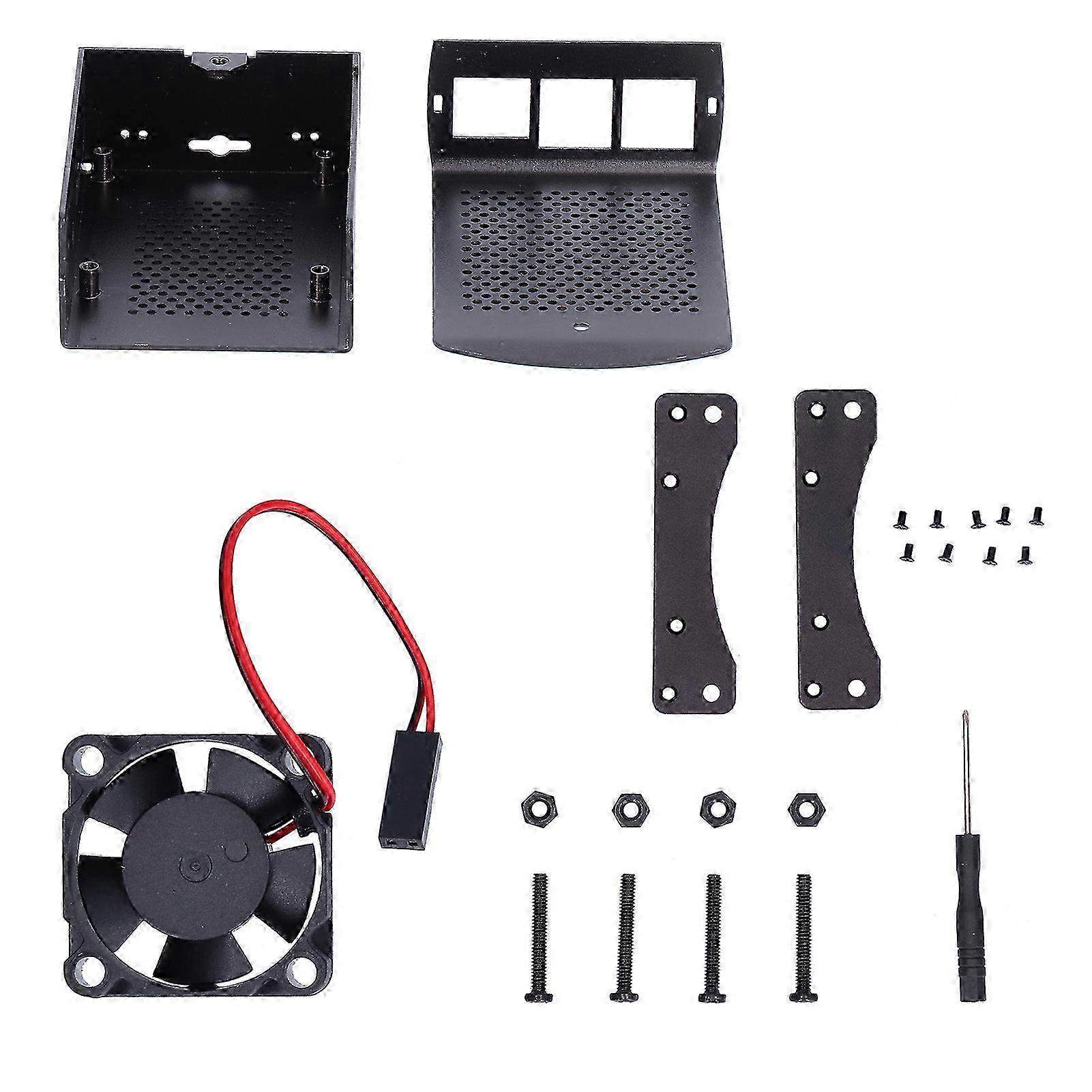 Heat Dissipation Enclosure Aluminum Alloy Cooling Protective Case for Raspberry Pi 2 3 B+(With Fan )