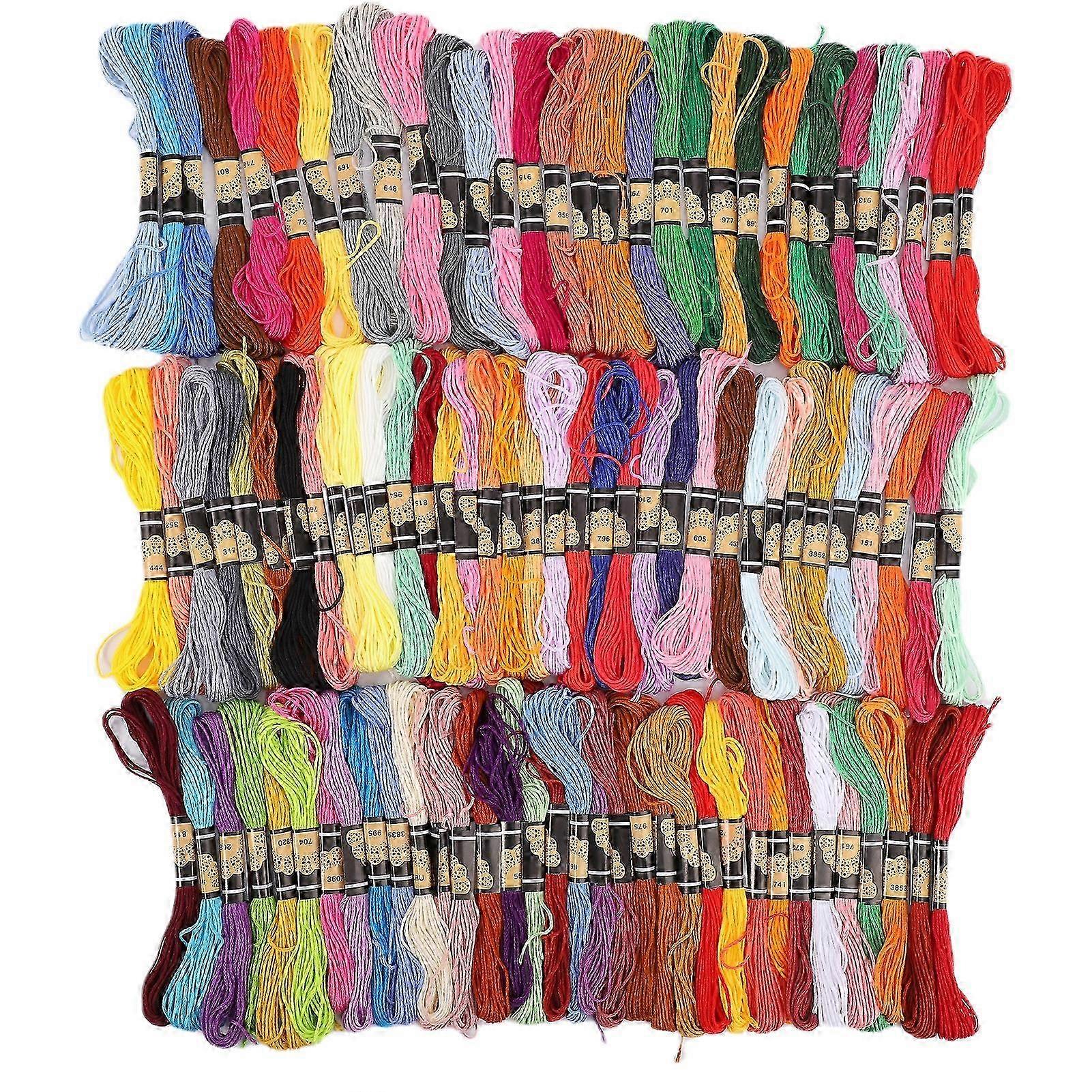 100Pcs Broderi Tråd CrossStitch Floss MultiColor Polyester bomull nøster 8 meter