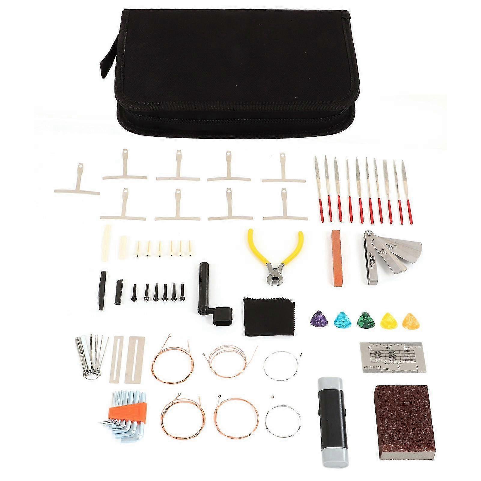 Guitar Tool Kit Bridge Pin Saddle Mutter File Radius Linjal Sett for vedlikehold Reparasjon