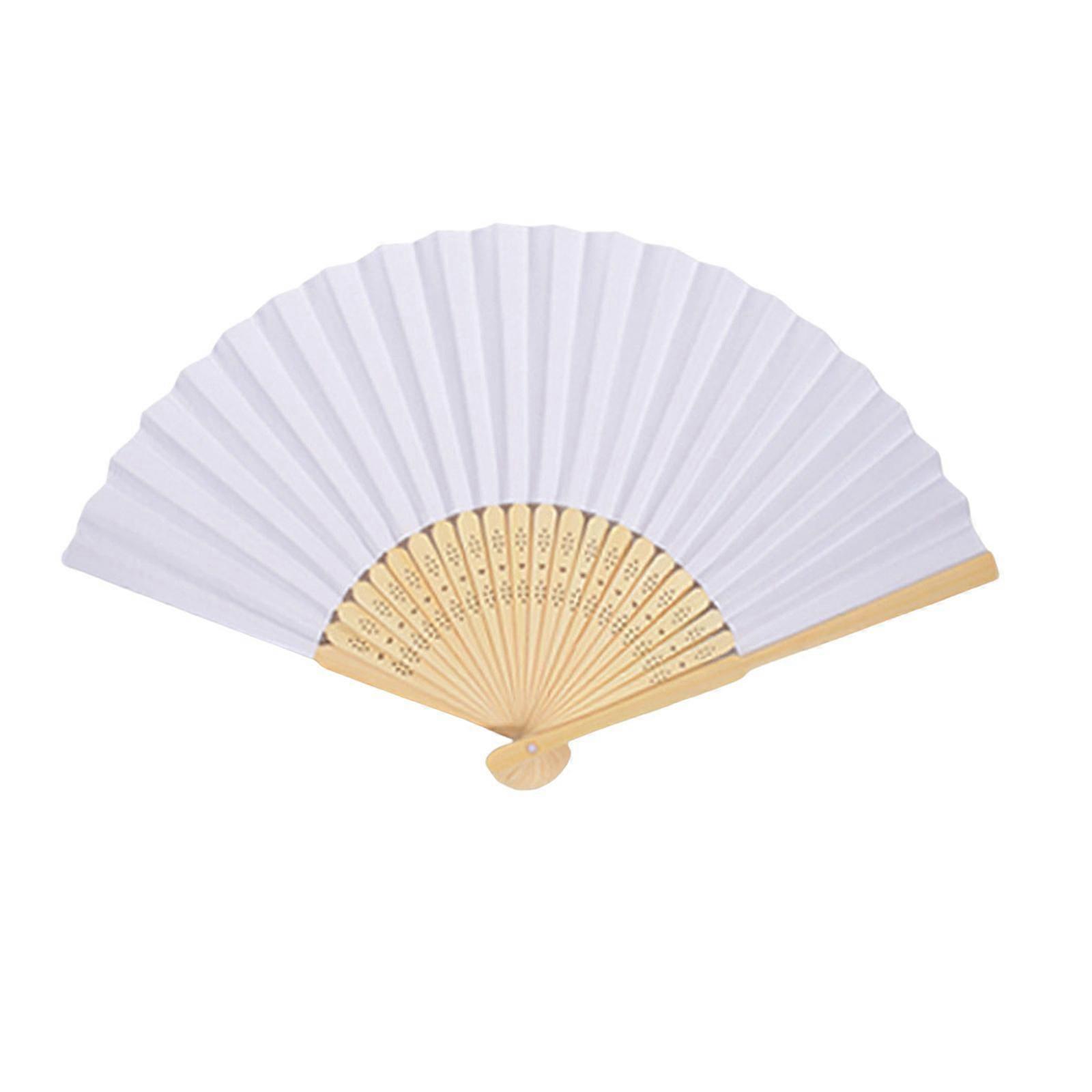 Handheld Paper Fan White Paper Hand Fan for Kids Drawing Paper Folding Fan