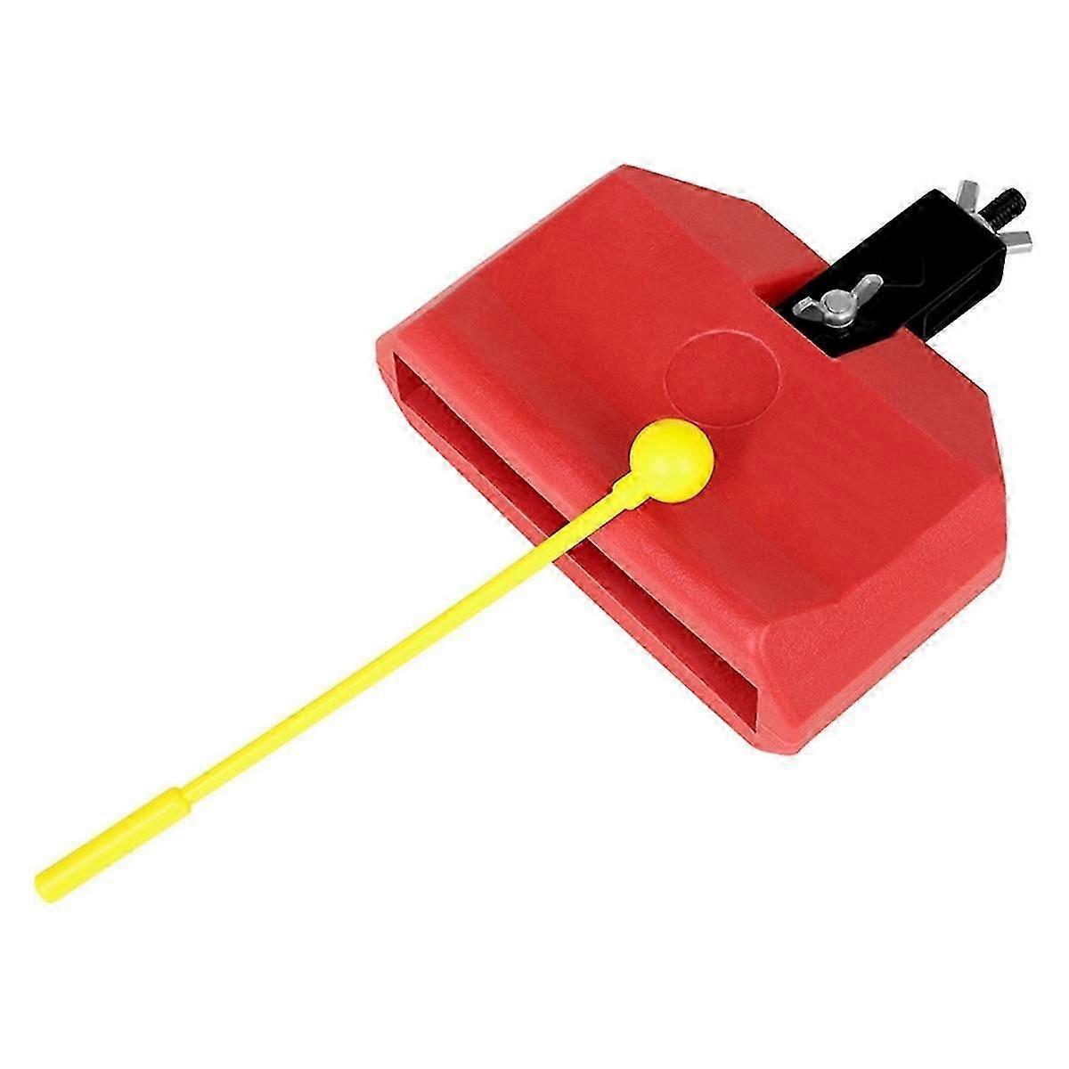 Drum Cow Bell, Plastic Percussion Instruments Block Noise Makers with Plastic Rod Stick for Drum Set Cow Bell Drum Red