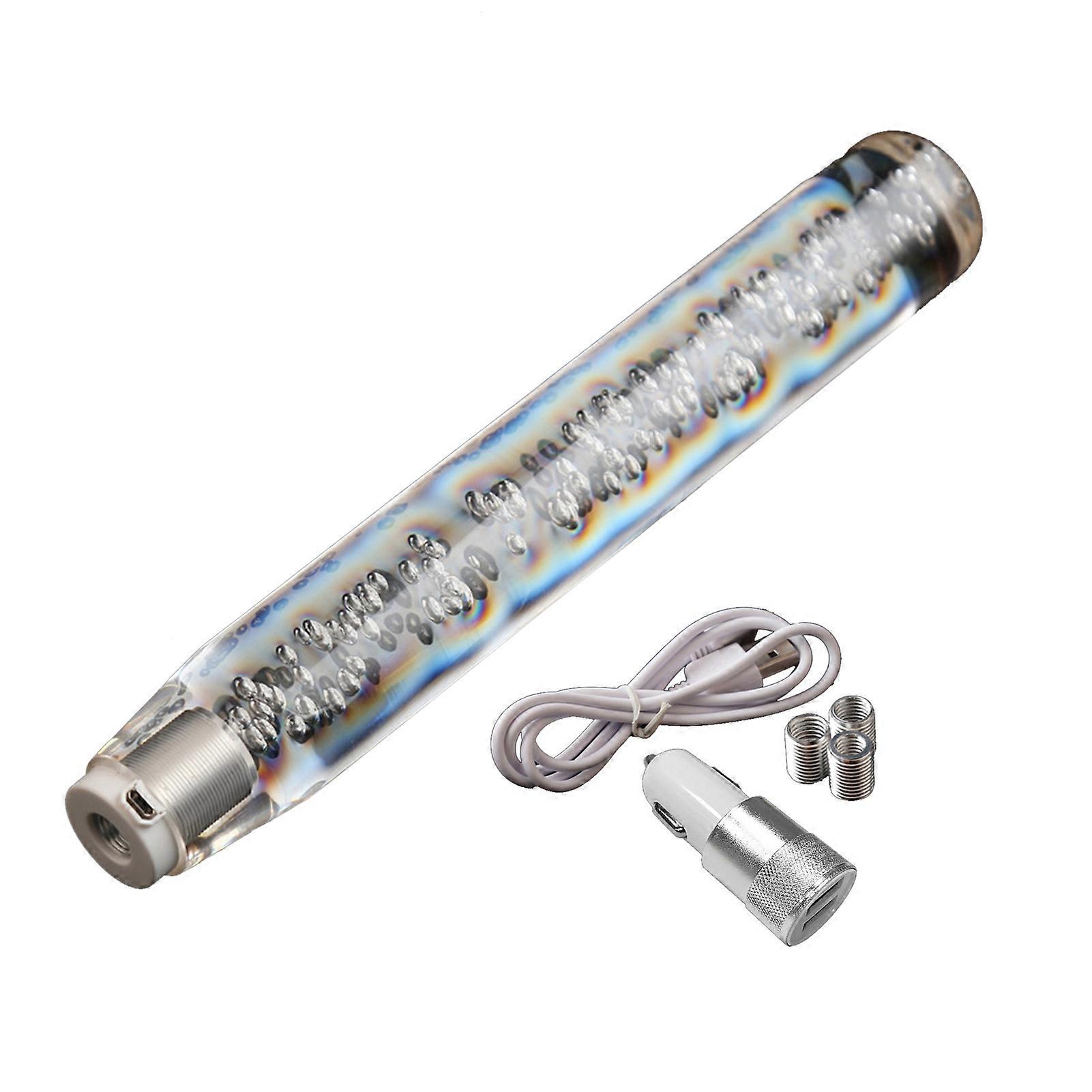 LED Light RGB Shift Knob Stick Crystal Transparent Bubble Gear Shifter10cm/15cm/20cm/25cm/30cm，Multicolor Gradient Shift Knob Universal