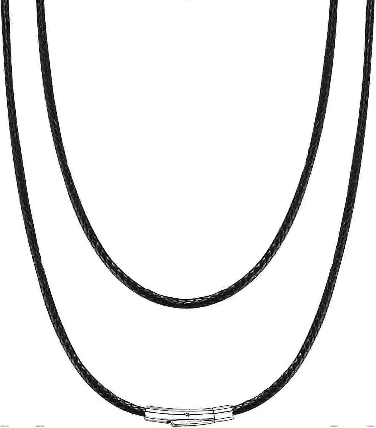 Vattentät flätad läder halsband sladd för män kvinnor med rostfritt stål / svart lås, 2/3mm bredd, 16"-30" längd, svart / brun flexibel vävd vax r