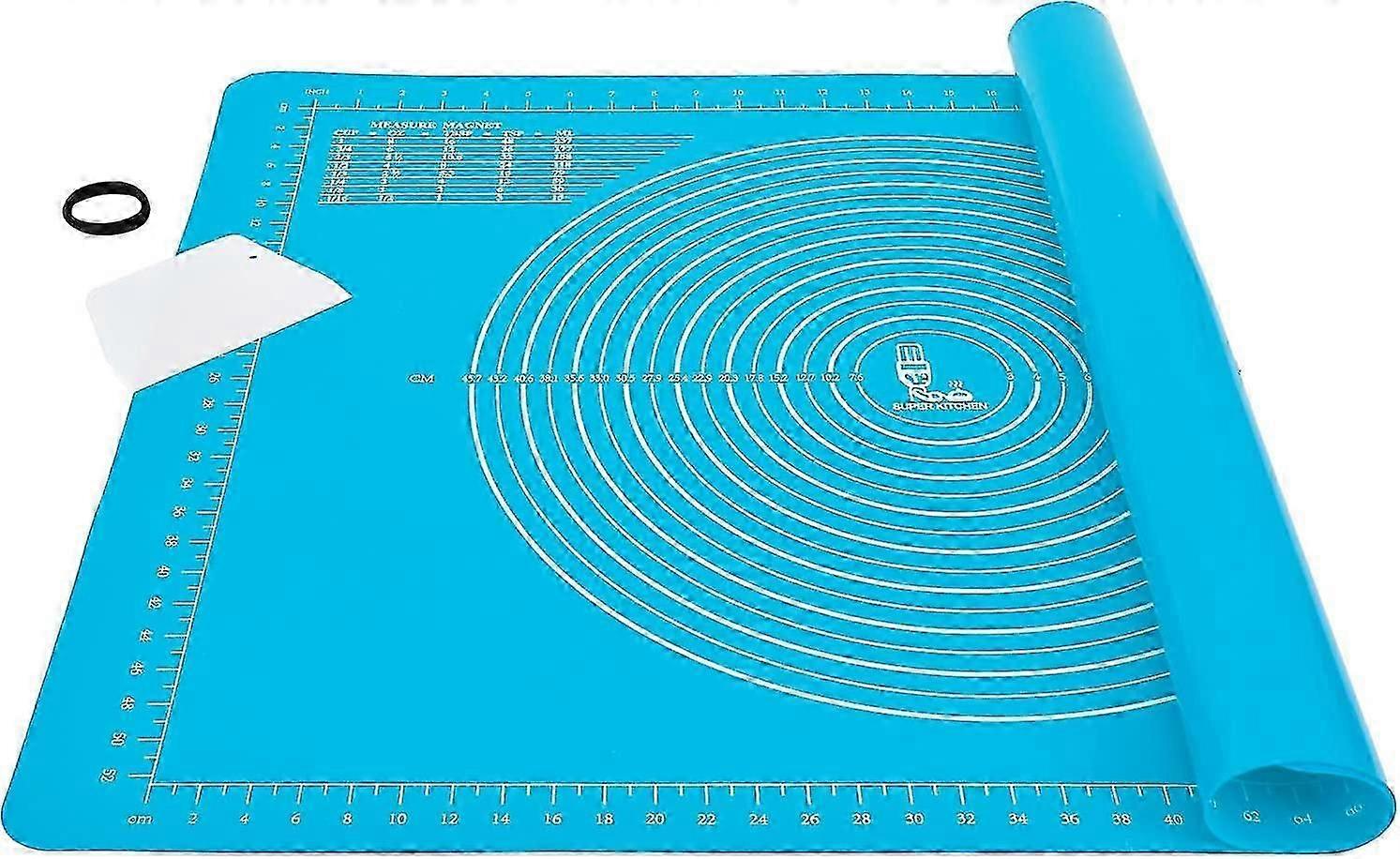 Extra Large and Thick Non-Stick Silicone Baking Pastry Mat with Dough Scraper, Non-Slip Fondant Rolling Mat(71x51cm, Blue)