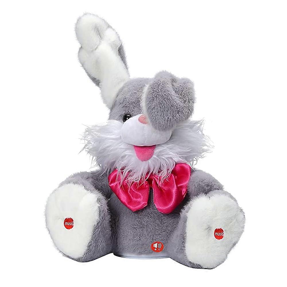 Singing Plush Rabbit Musical Toy for Babies, Interactive Peek A Boo Rabbit, Animated Gray Stuffed Animal