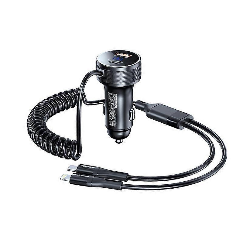 REMAX RCC336 Saga Series 2 in 1 Auto 52,5W PD Schnellladegerät mit USB-C / Typ-C + 8-poligem Federkabel
