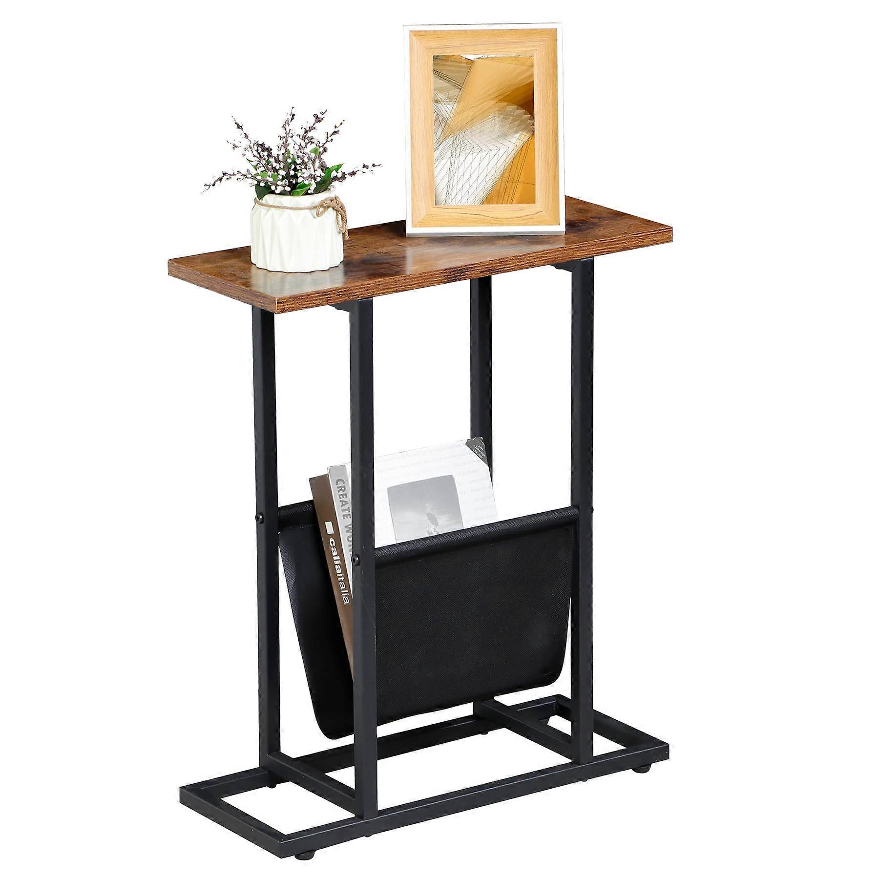 End Table Small Narrow Sofa Side Table For Small Spaces Magazine Table Nightstand With Storage Holder Snack Side Table