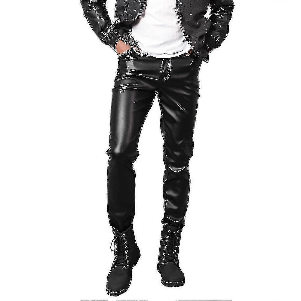 Herren Stretch Tight Kunstlederhose