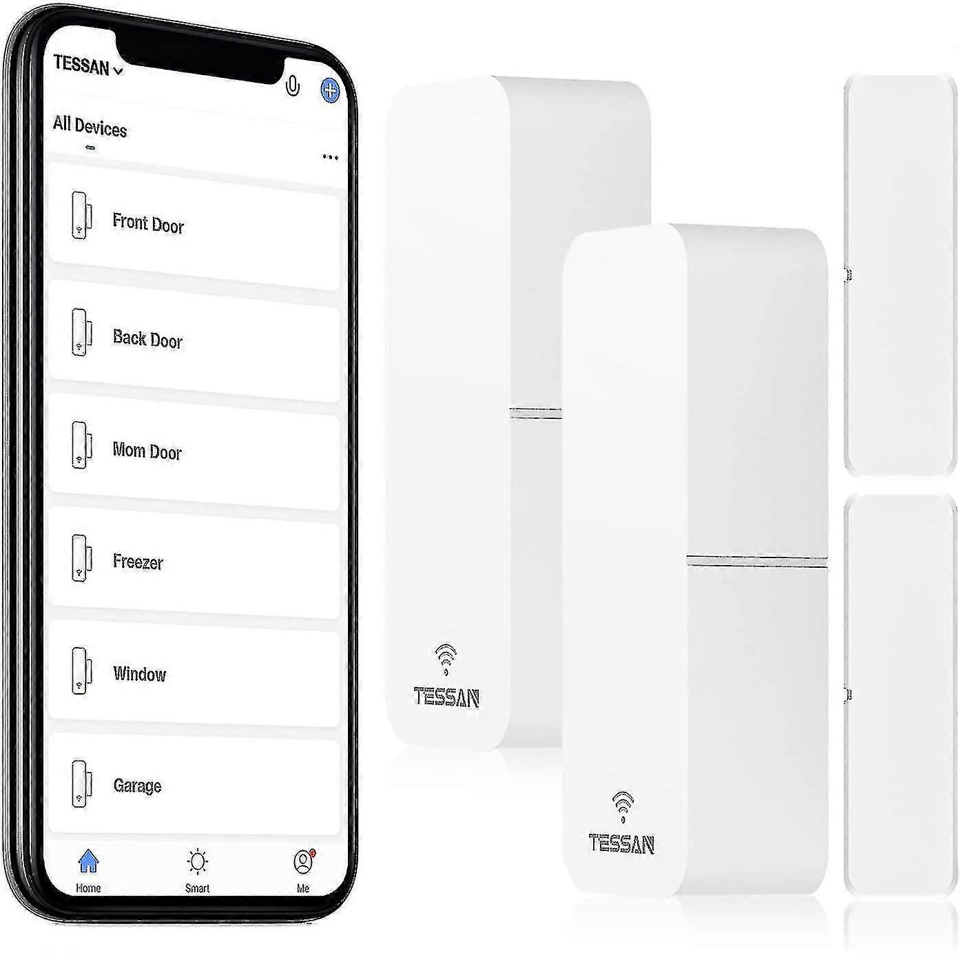 Smart Door Sensor 2 Pack, Wifi Window Contact Sensor Work With Amazon Alexa