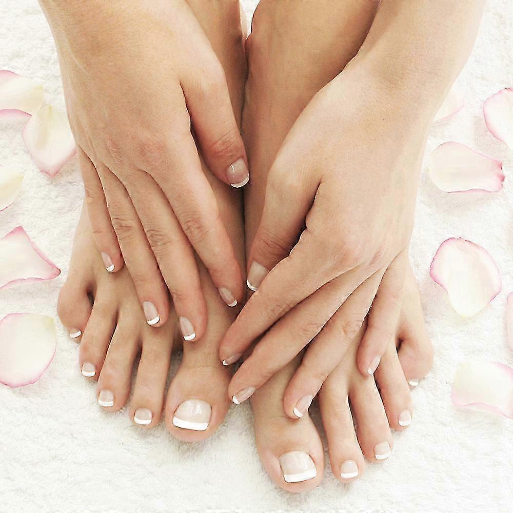 HaKeLai Set of 24 French Style Artificial Toe and Finger Nails for Nail Art with Overhead Oval Shape