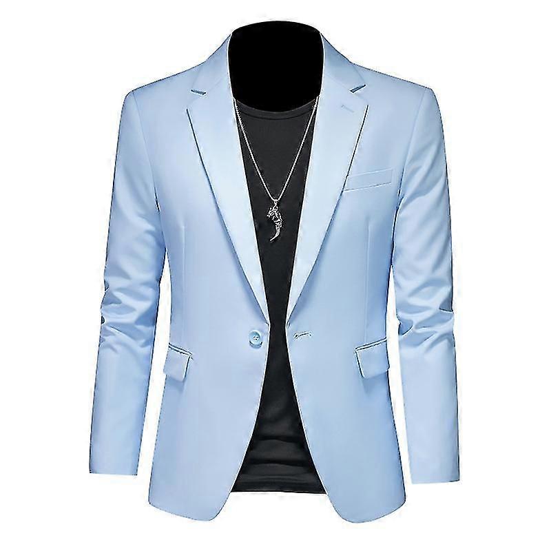 Men's Suit Blazer Jacket Slim Fit Casual One Button Coats Formal Daily Business Suit Jacket Blue