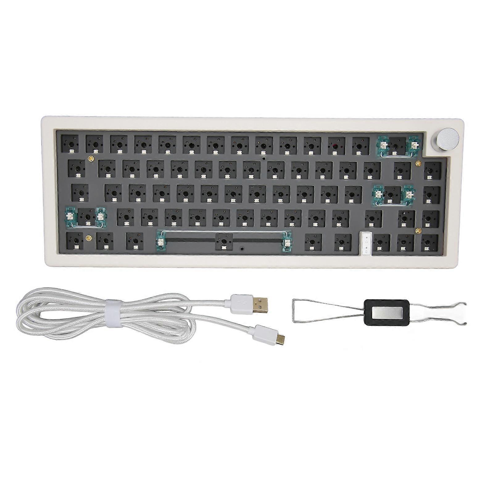 67 Keys DIY Mechanical Kit with RGB Knob Wireless 2.4G Bluetooth 5.0 Type C Wired Hot Swappable Barebones Keyboard