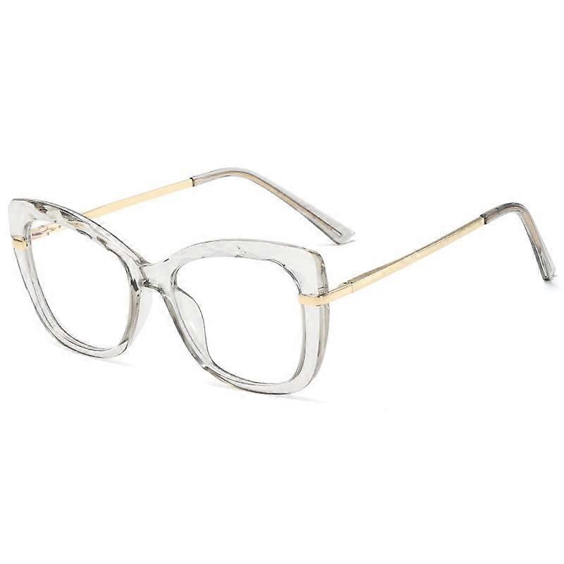 Anti Eye Strain CatEye Large Reading Glasses Retro Computer Readers Eyewear Flat Light Mirror for Women (Color : LightGray, Size : 350)
