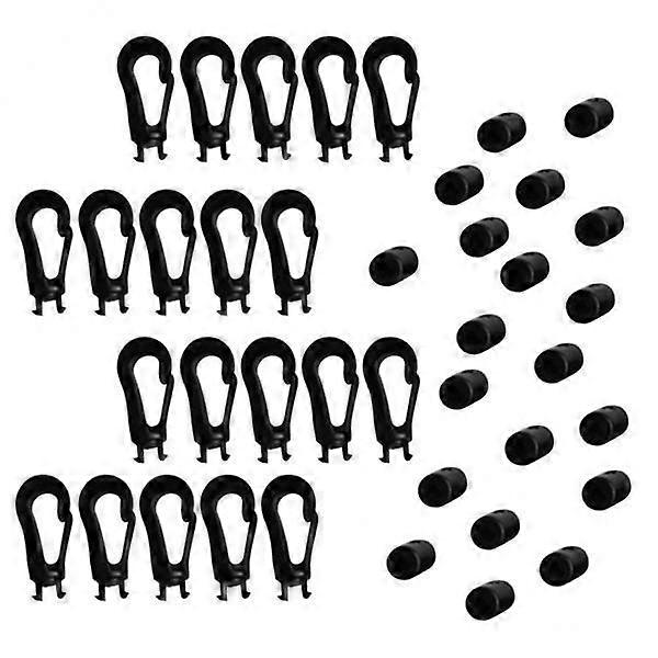 2x 20pcs Shock Elastic Cord End Karabiner Hooks Fits 5mm Rope