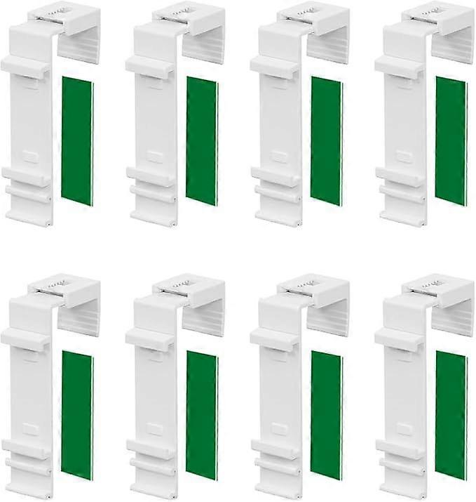 Set of 8 Long Clamp Brackets for Double Blinds to Fix and Glue Without Drilling as Accessory or Spare Part for Hanging on PVC Window, Balcony Door