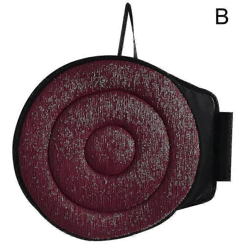 360° Rotating Car Seat Cushion - Easy Entry/Exit, Soft Pad, Wine Red