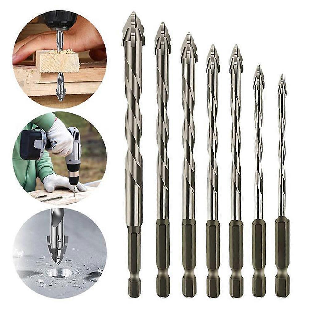 7pcs Concrete Drill Bit Set Versatile Eccentric-Twist Drill Bits Set for Tile Concrete