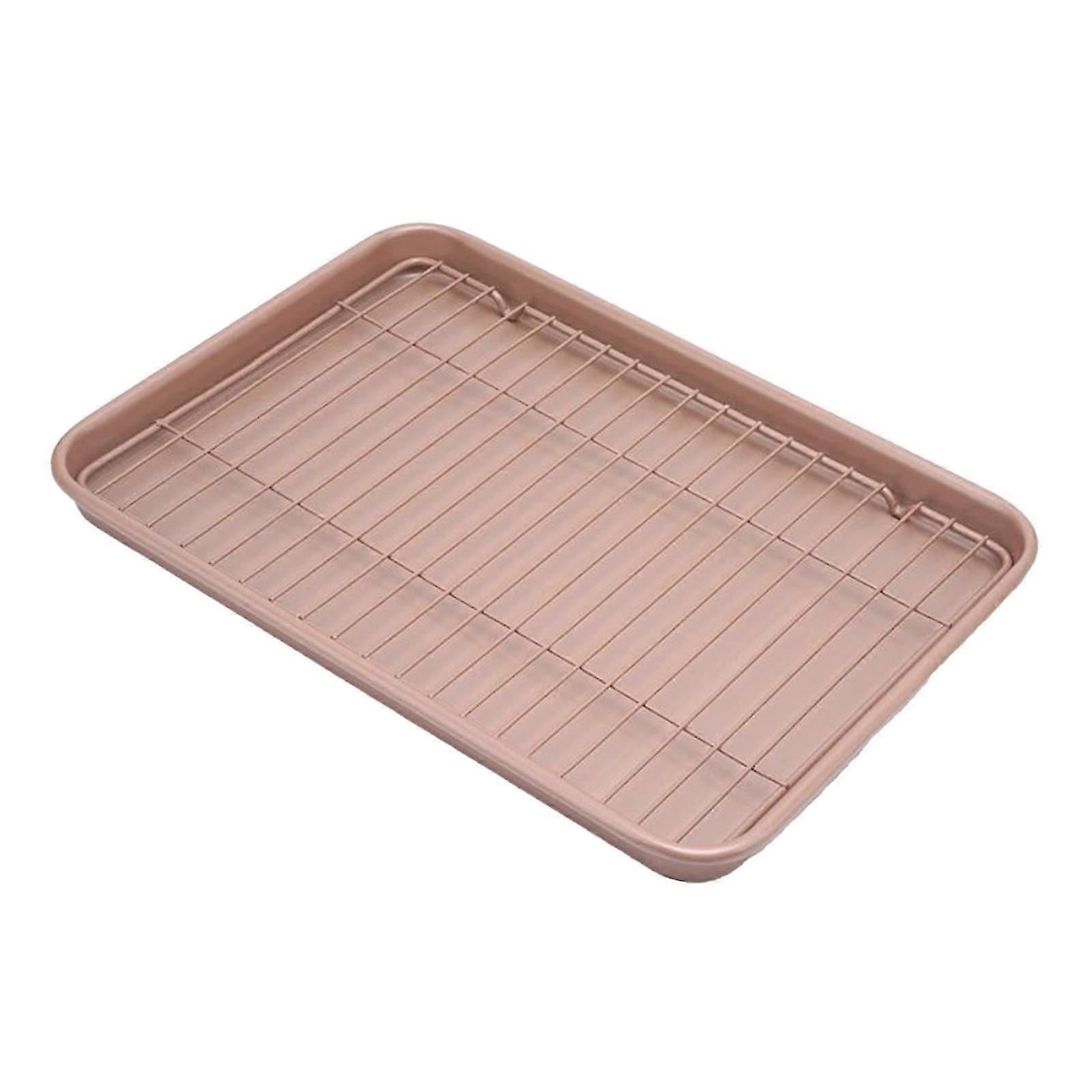 Baking Sheet with Wire Rack Set Cookware Reusable Pizza Oven Tray Cookie Pan 34.5cmx25cmx2.5cm