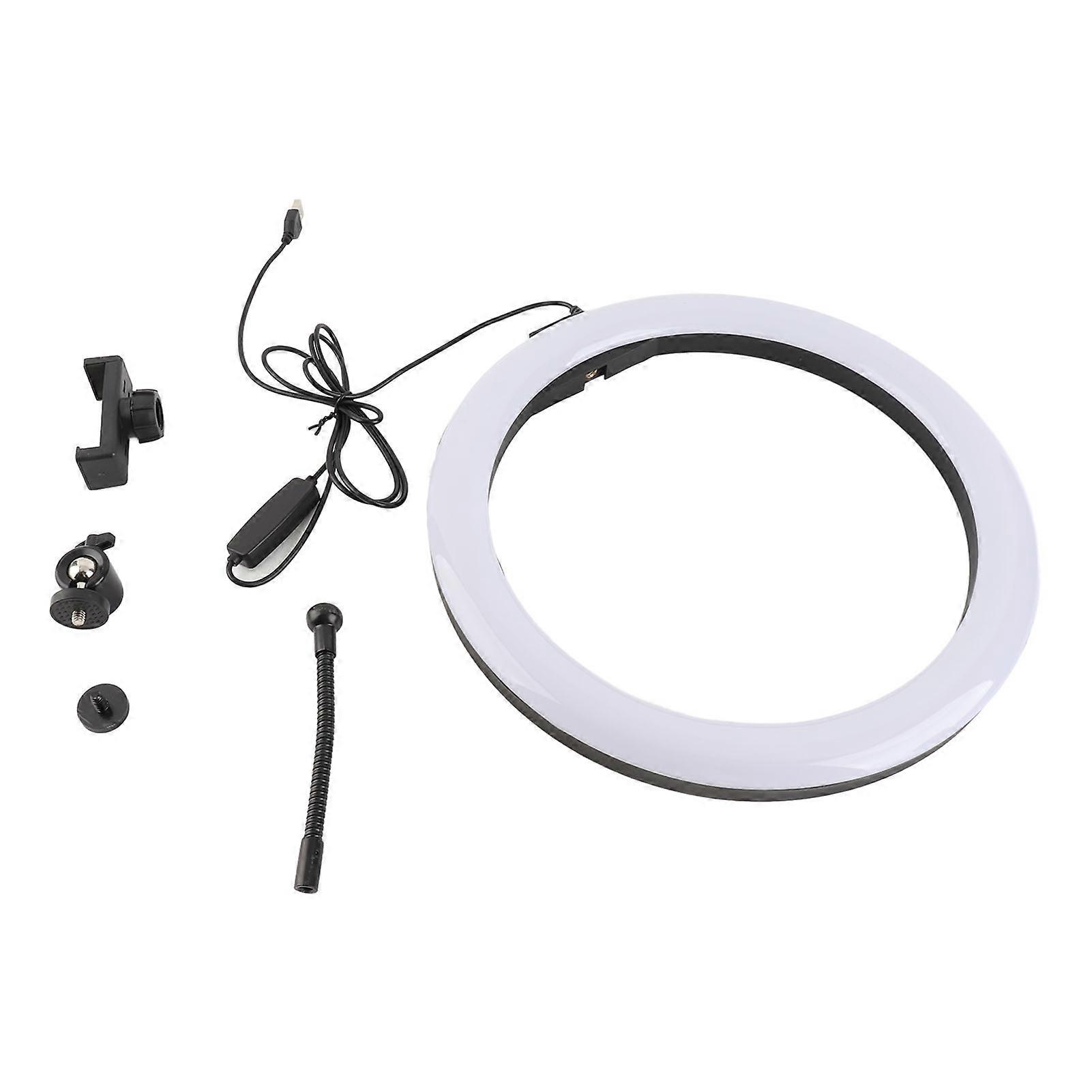 Dimmable USB LED Circle Light - 12W, 3 Color Modes, Dual Cold Shoe for Versatile Use