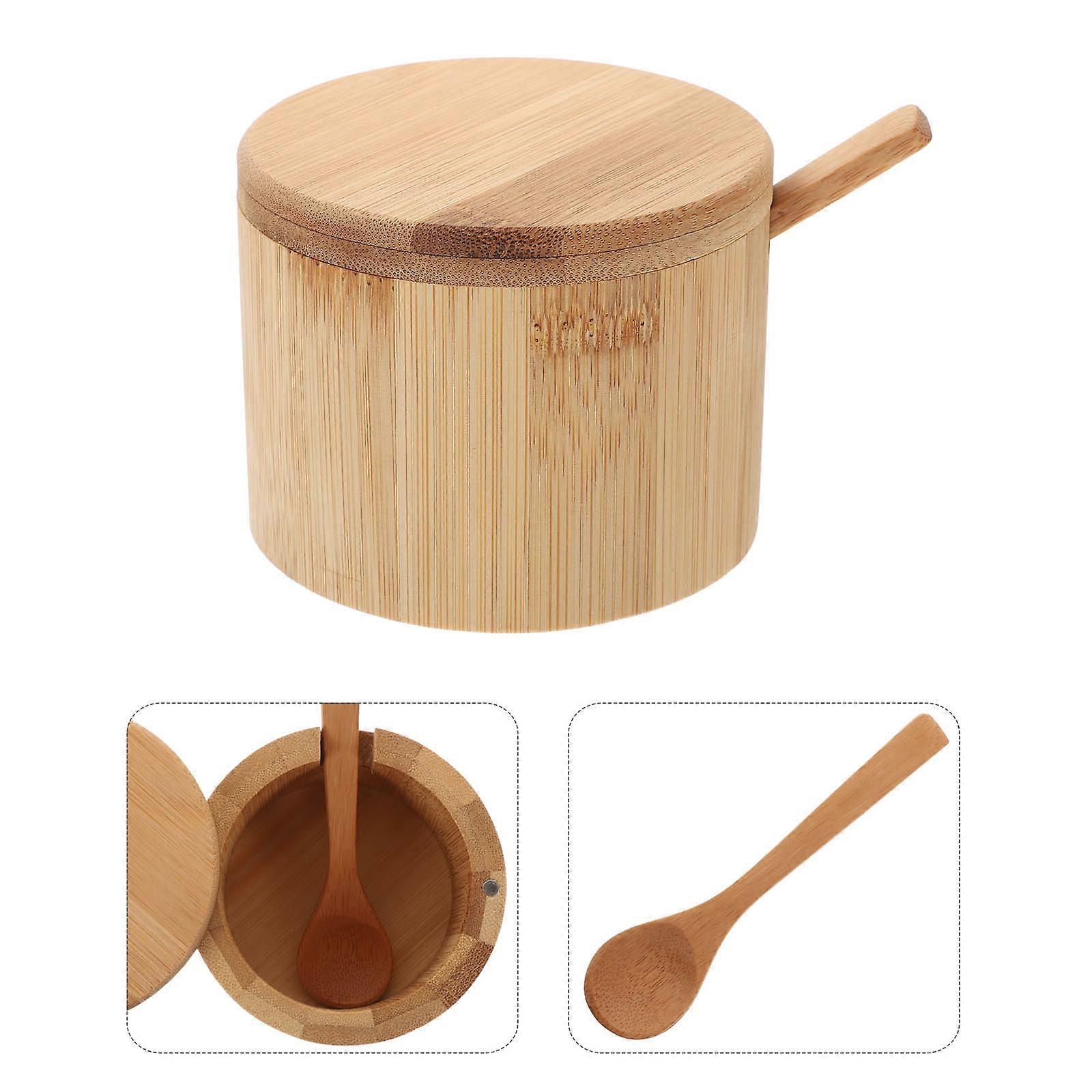 Robust bamboo spice canister with attachment, prevents damage from insects