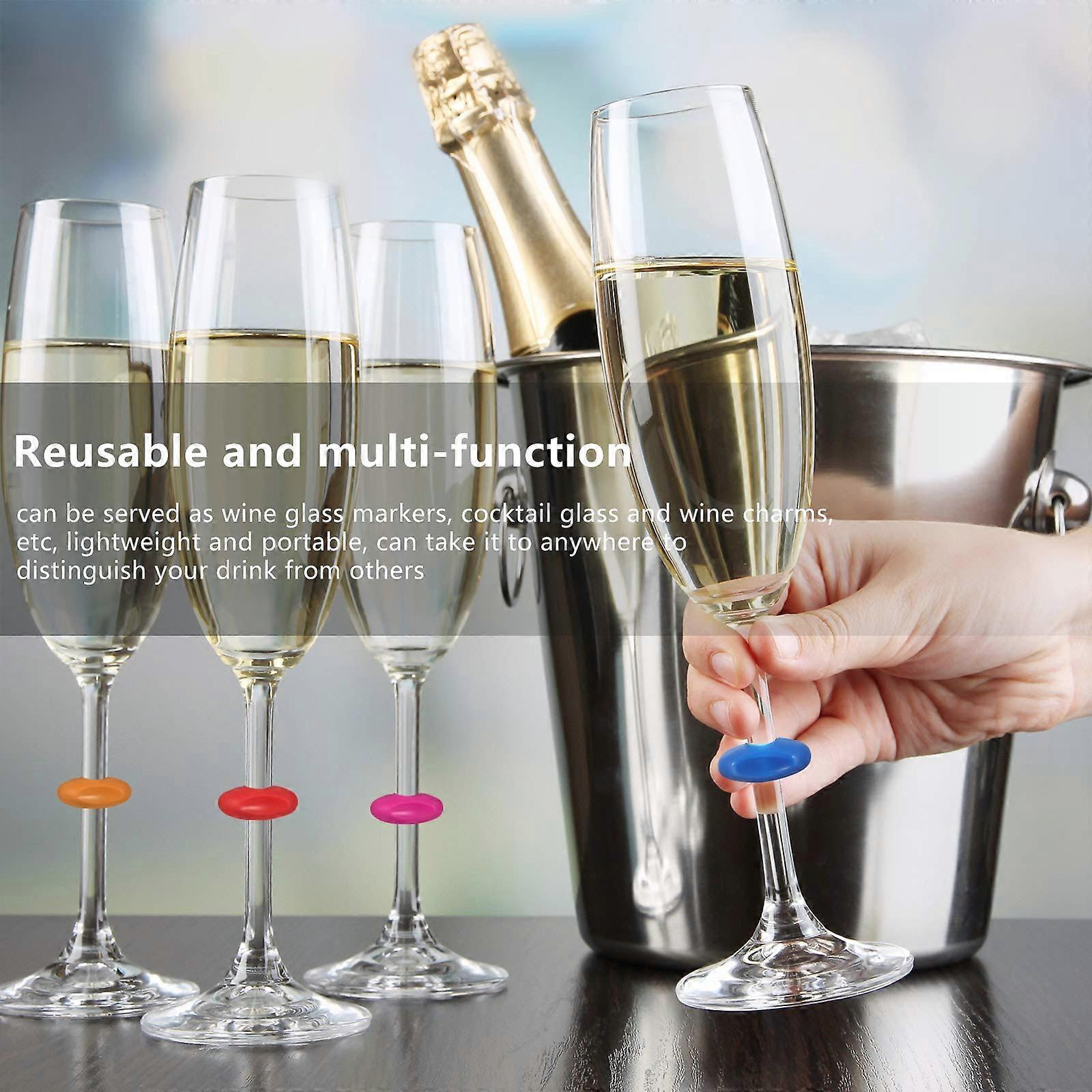 36 Pieces Wine Glass Markers Colorful Drink Charm Markers Silicone Wine Markers for Glass Cup Champagne Cocktail Bottles