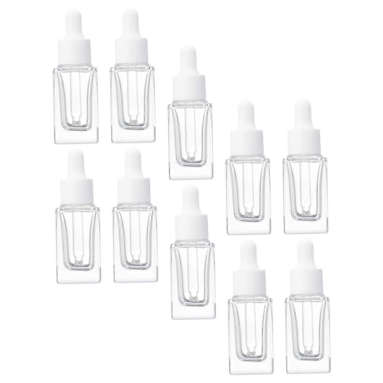 Pack of 10 Square Bottles with Essential Oils, Pipette, Dropper